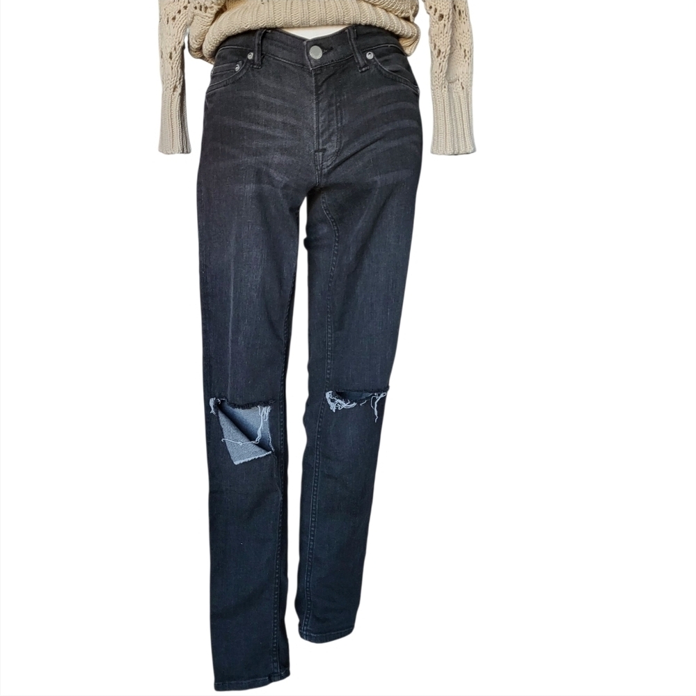 All Saints Mast Black Distressed Low-Rise Skinny Jeans Women's Size 26